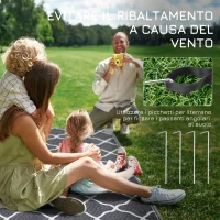 Outsunny Tappeto per Esterno Pieghevole e Reversibile con Borsa di Trasporto, 182x274 cm Grigio Chiaro(m-8)