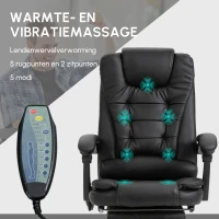 Vinsetto Massagestoel directiestoel met voetensteun, verstelbare rugleuning PVC zwart(m-4)