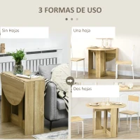 HOMCOM Mesa de Cocina Plegable con 2 Alas Abatibles Mesa Plegable para 2-4 Personas 104x76x73,7 cm Roble(m-4)