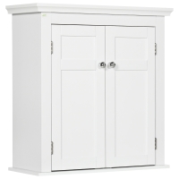 kleankin Mueble de Baño Colgar con Estantes Ajustables y Puertas con Cierre Magnético Armario de Pared 58x24x60 cm Blanco