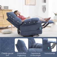 HOMCOM Massagestoel handbedienbare met Warmte- & Ligfunctie Draaibaar, tot 150 kg, Blauw(m-8)
