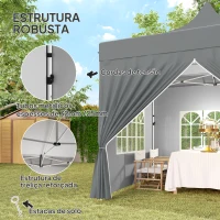 Outsunny Tenda Dobrável Pop-Up 290x290x325 cm com 4 Paredes Laterais Anti-UV Altura Ajustável e Bolsa de Transporte  Cinza(m-4)