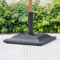 Outsunny 9kg Square Garden Parasol Base Holder Resin Outdoor Market Umbrella Stand with Adjustable Coupler, Bronze(m-13)