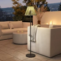 Outsunny Solar Staande Lamp Rotan met Lichtsensor 25 LED-Lichten Solarlamp in Boho-Stijl Ø33 x 135 cm(m-8)