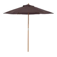 Outsunny 2.5m Wood Garden Parasol Sun Shade Patio Outdoor Wooden Umbrella Canopy Coffee(m-15)