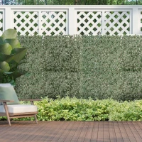 Outsunny 4 Pieces Expanding Trellis Fence, 2m x 1m Decorative Trellis with Artificial Leaves Garden Telescopic Hedge Privacy Screen Greenery Walls for Garden Balcony Home Decor(m-11)