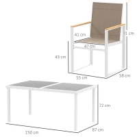 Outsunny 5-częściowy zestaw do jedzenia na zewnątrz, stół ze szkła hartowanego, 4 krzesła, odporny na warunki atmosferyczne, rama stalowa, meble tarasowe, wielobarwny(m-3)