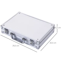 HOMCOM Maletín de Poker Profesional de Aluminio con 200 Fichas Juego Set de Poker Casino con 5 Dados 2 Barajas de Cartas y 1 Ficha de Crupier 29,5x20,5x6,5 cm Multicolor(m-3)