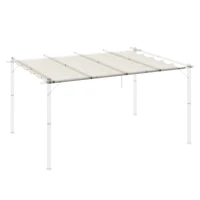 Outsunny Retractable Pergola Shade Cover, Replacement Canopy for 4 x 3 (m) Pergola, Retractable Roof, Cream White(m-8)