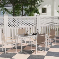 Outsunny 5-częściowy zestaw do jedzenia na zewnątrz, stół ze szkła hartowanego, 4 krzesła, odporny na warunki atmosferyczne, rama stalowa, meble tarasowe, wielobarwny(m-2)