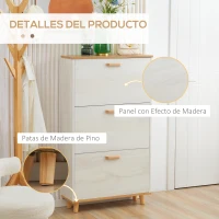 HOMCOM Zapatero Moderno con 3 Cajones Abatibles para 12 Pares de Zapatos para Pasillo Entrada 70x23,5x122 cm Blanco(m-8)