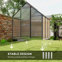 Outsunny 190 x 190cm Walk-In Polycarbonate Greenhouse(m-6)