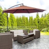 Outsunny Φ3m Hanging Umbrella Parasol-Coffee(m-12)