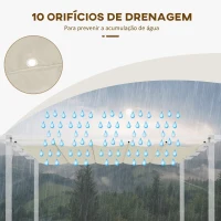 Outsunny Cobertura para Pérgola 3,5x2,5 m Teto de Substituição Retrátil para Pérgola com 10 Orifícios de Drenagem Creme(m-5)