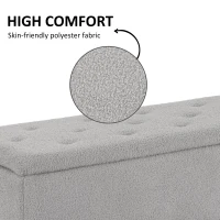 HOMCOM 57L Storage Ottoman, End of Bed Bench with Wooden Legs, Fabric Footstool for Living Room, Bedroom, 95 x 38 x 45cm, Grey(m-6)