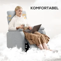 HOMCOM Relaxstoel, Ontspanningsstoel met Verstelbare Rugleuning, Voetensteun, Gepolsterde Stoel voor Woonkamer, Grijs(m-6)