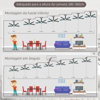 HOMCOM Ventoinha de Teto com Luz LED 46W Ø132 cm com 5 Lâminas Reversíveis Controlo Remoto 6 Velocidades e Temporizador Natural(m-8)