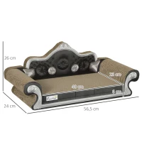 PawHut Sofá Arranhador para Gatos Arranhador para Gatos em Forma de Sofá com Erva para Gatos para Interior 56,5x24x26 cm Marrom(m-3)