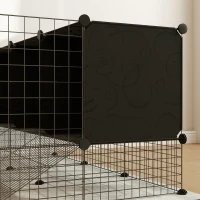 PawHut Recinto para Pequenos Animais Modular Parque para Coelhos com 39 Painéis 3 Abrigos para Cobaias e Coelhos-da-Índia Preto(m-9)