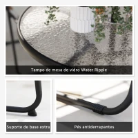 Outsunny Conjunto de Mesa e Cadeiras de Jardim de 6 Peças com 4 Cadeiras Dobráveis Mesa de Vidro e Chapéu de Sol Cinzento(m-7)