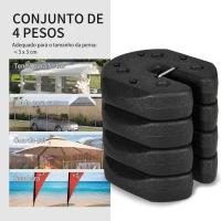 Outsunny Conjunto de 4 Pesos para Tendas Dobráveis Pesos para Pérgola Preenchidos com Cimento Bases para Toldo Pérgola Ø22x5,5 cm Preto(m-4)