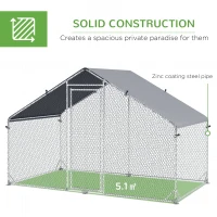 PawHut Large Chicken Coop, Galvanised Walk In Chicken Coop Hen House w/ Water-Resist Cover, 3 x 1.7 x 1.9m(m-6)