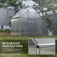 Outsunny 192.5 x 131cm Walk-In Polycarbonate Greenhouse - Silver-Tone(m-7)
