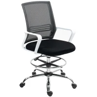 HOMCOM Draughtsman Chair, Mesh Drafting Chair, Ergonomic Office Chair with Lumbar Support, Adjustable Foot Ring, Black(m-11)