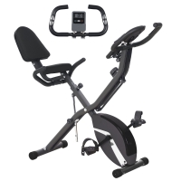 SPORTNOW Bicicleta Estática Plegable Silenciosa con Resistencia Magnética Monitor LCD y Bandas para Brazos 43x97x109 cm Negro