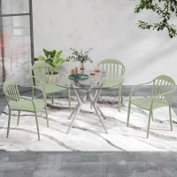 Outsunny Gartenstuhl 4er Set wetterfest Gartenstühle aus Kunststoff Stapelstuhl mit Armlehne Rückenlehne bis 120 kg belastbar(m-9)