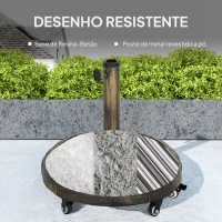 Outsunny Base para Chapéu de Sol Redonda Suporte para Chapéu de Sol com Rodas 21 kg Ø49x42 cm Bronze(m-5)