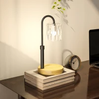 HOMCOM Lámpara Calefactora de Velas con Base Pantalla de Vidrio y Varilla Negra Ø15x32,5 cm para Dormitorio Salón Multicolor(m-9)