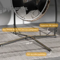 Outsunny Suporte para Cadeira Suspensa com Estrutura de Aço e Suporte para Copos Suporte para Cadeira de Baloiço 105x105x215 cm Preto(m-6)