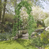 Outsunny Vintage Style Steel Garden Patio Outdoor Arbor & Trellis Arch Support Vines & Climbing Plants Garden Decoration - Black 2.5H m(m-12)
