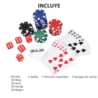 HOMCOM Maletín de Poker Profesional de Aluminio con 200 Fichas Juego Set de Poker Casino con 5 Dados 2 Barajas de Cartas y 1 Ficha de Crupier 29,5x20,5x6,5 cm Multicolor(m-4)