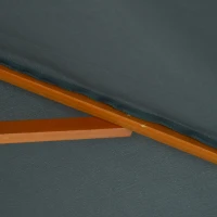 Outsunny 3 x 3 metre Patio Parasol Garden Umbrellas Sunshade Outdoor Wooden Parasol Canopy Double Tier, Dark Grey, BASE NOT INCLUDED(m-10)