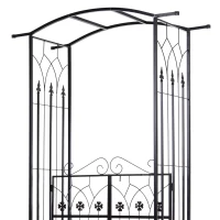 Outsunny Garden Outdoor Entrance Arch with Door Outdoor Patio Decoration for Rose Trellis Arbour Climbing Plant 131L x 49W x 200Hcm(m-10)