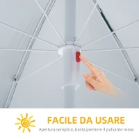 Outsunny Ombrellone da Spiaggia con Tenda Integrata, in Metallo e Poliestere, Ø220x220 cm, Blu(m-5)