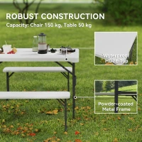 Outsunny Three-Piece Folding Picnic Table and Bench Set - White(m-4)