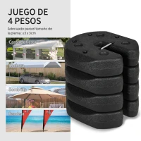 Outsunny Pack de 4 Pesos para Carpas Plegables Rellenados con Cemento Bases para Toldo Pérgola Ø22x5,5 cm Negro(m-4)