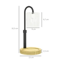 HOMCOM Lámpara Calefactora de Velas con Base Pantalla de Vidrio y Varilla Negra Ø15x32,5 cm para Dormitorio Salón Multicolor(m-3)