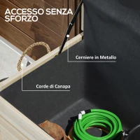 Outsunny Baule da Esterno 185L a 2 Ruote con Telo Interno e Coperchio, in Legno di Abete, 110x50x50 cm, color Legno(m-7)