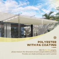 Outsunny Retractable Pergola Shade Cover, Replacement Canopy for 4 x 3 (m) Pergola, Retractable Roof, Cream White(m-4)