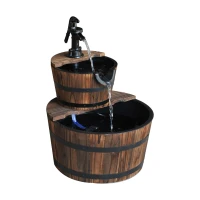 Outsunny Wooden Water Pump Fountain, 2 Tier-Fir Wood(m-12)