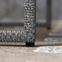 Outsunny 3 Pieces Rattan Bistro Set with 4 Cushions, Wicker Garden Furniture Set, Glass Top Coffee Table and Chairs for Outdoor Patio, Balcony, Terrace and Conservatory, Grey(m-9)