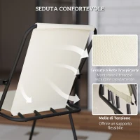 Outsunny Set da Giardino 6 Pezzi in Acciaio con 4 Sedie Pieghevoli, Ombrellone e Tavolo Rotondo, Crema, Grigio e Nero(m-6)