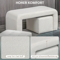 HOMCOM Fußhocker-Set Fußhocker 3-teilig, Knopfheftung, 89 cm x 42,5 cm x 45 cm, Creme(m-6)