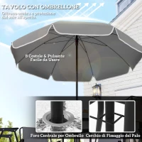 Outsunny Set da Giardino 6 Pezzi in Acciaio con 4 Sedie Pieghevoli, Ombrellone e Tavolo Rotondo, Grigio e Nero(m-4)