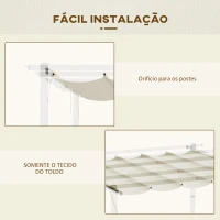 Outsunny Cobertura para Pérgola 3,5x2,5 m Teto de Substituição Retrátil para Pérgola com 10 Orifícios de Drenagem Creme(m-6)