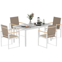 Outsunny 5-częściowy zestaw do jedzenia na zewnątrz, stół ze szkła hartowanego, 4 krzesła, odporny na warunki atmosferyczne, rama stalowa, meble tarasowe, wielobarwny(m-10)